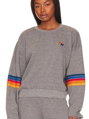 Aviator Nation Rainbow Stitch Sleeve Sweatshirt